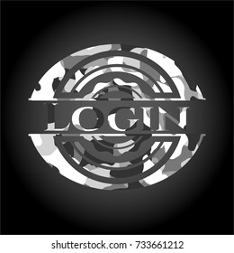 Login on grey camouflaged texture
