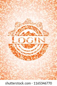 Login orange mosaic emblem with background