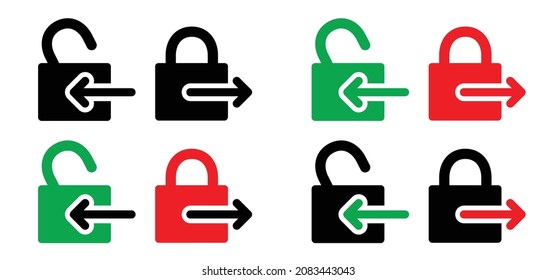 Login. Padlock, external, exit or entrance link symbol. Hyperlink chain icon. Download, share, and load pictogram. Label vector. Open page icon. login and logout lock or unlock concept. Open or closed