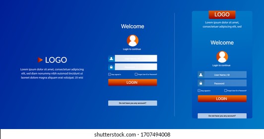 Login page design for website and mobile apps. Sign in form menu with simple line icons.