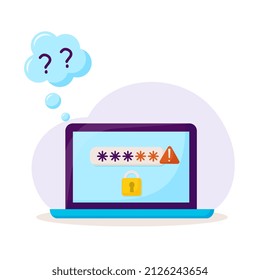 Login page with forgotten password. Concept of forgotten password, key, account access, blocked access, protection, account security.