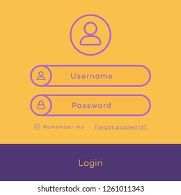 Login page form modern flat style for app development, online registration, smartphone mockups, website ui elements, user profile, access to account concept. Vector 10 eps