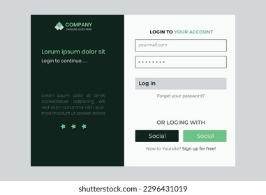 Login page, Form Vector Templet Design