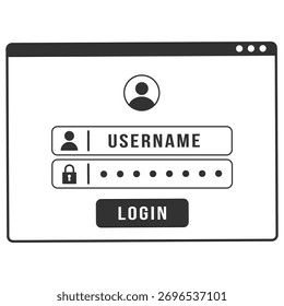 Ícone da página de logon. Autenticação de formulário e senha de acesso seguro em segundo plano transparente