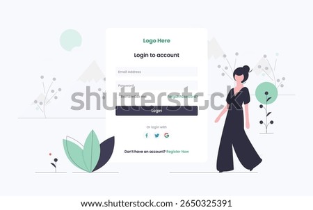 Login page illustration, website login, Website and app design, Book or magazine illustrations, working people illustration
