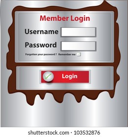 Login page on metal background,Vector