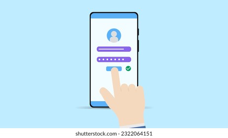 Página De Inicio De Sesión En La Pantalla Smartphone. Teléfono inteligente de mano
