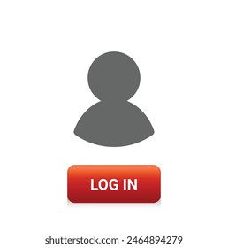 Login page with red log in button and blank profile picture placeholder icon. User interface design. Vector illustration. 