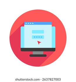 Login Page rounded flat color, mini illustration icon. use for modern concept, print, UI, UX kit, web and app development. Vector related to account management, ecommerce, banking and finance.