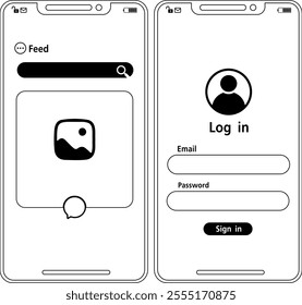 Login page and searching via mobile phones for templates.