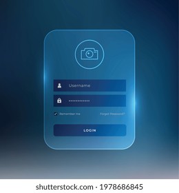 login page template in glass style