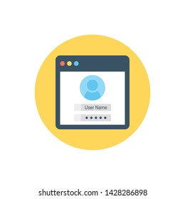 Login Page  Vector illustration Flat style icon. 