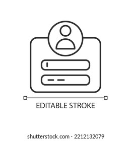 Página de inicio de sesión para el icono lineal del sitio web. Proporcionar acceso al sitio. Gestión. Introduzca el nombre de usuario y la contraseña. Ilustración de línea delgada. Símbolo de contorno. Dibujo del contorno del vector. Trazo editable. Tipo de letra arial utilizado
