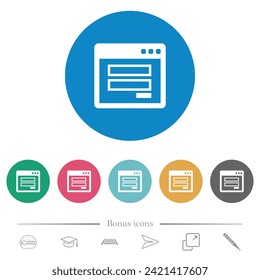 Login Panel flache weiße Symbole auf runden Farbhintergründen. 6 Bonussymbole sind im Lieferumfang enthalten.