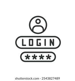 Cuenta de Inicio de sesión y Contraseña, icono en diseño de línea. Inicio de sesión, Contraseña, Cuenta, acceso, autenticación, seguridad, credenciales en Vector de fondo blanco. Icono de trazo editable de Cuenta de Inicio de sesión y Contraseña