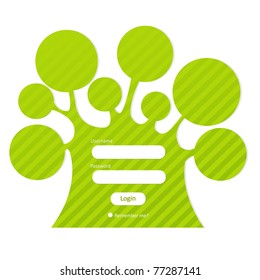 Login Password In Form Of Tree, Isolated On White Background, Vector Illustration
