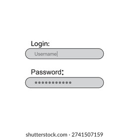 Login and Password Form UI Minimal Interface Illustration.