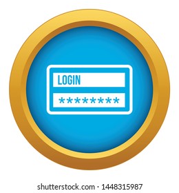 Login and password icon blue vector isolated on white background for any design