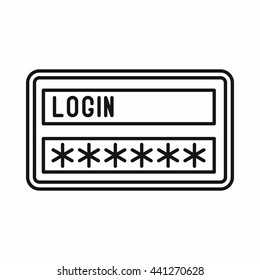Login and password icon in outline style isolated on white background