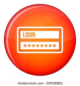 Login and password icon in red circle isolated on white background vector illustration