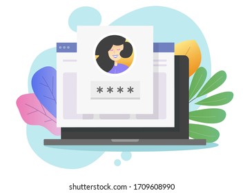 Login password id verification code push message or sms for 2fa account authentication on laptop computer or pc screen vector flat cartoon modern design, two factor or multi factor colorful design