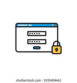 Login and password personal data protection and regulation isolated icon. Vector confidentiality policy, security GDPR profile info with lock symbol. Digital security and personal user database safety