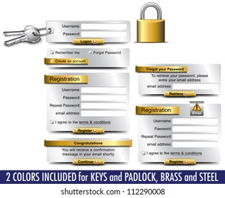 Login Password Registration web elements - A complete login system with all relevant windows - All items are layered in the vector file
