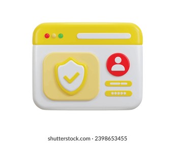Login and password safety verification user authorization web security concept 3d icon illustration