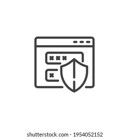Login and password security line icon. linear style sign for mobile concept and web design. Website security outline vector icon. Symbol, logo illustration. Vector graphics
