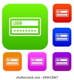 Login and password set icon in different colors isolated vector illustration. Premium collection