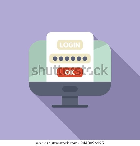 Login password user icon flat vector. Phone step safe. Internet secure message