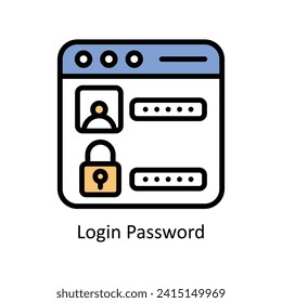 Login password  vector Filled outline icon style illustration. EPS 10 File