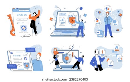 Login password vector illustration. The login and password are essential for accessing online registration system Users need to confirm their identity through authentication before gaining access