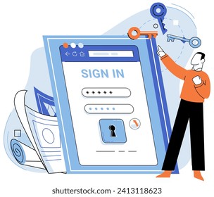 Login password vector illustration. The interface design should be intuitive and user friendly to facilitate easy registration Users must enter their information accurately to complete registration