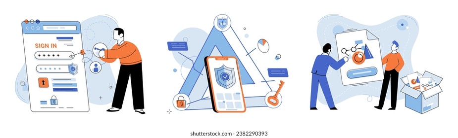 Ilustración del vector de contraseña de inicio de sesión. Un sistema de seguridad sólido es esencial para proteger los datos de los usuarios durante el proceso de registro. El formulario de solicitud requiere que los usuarios proporcionen varios detalles para que el proceso tenga éxito