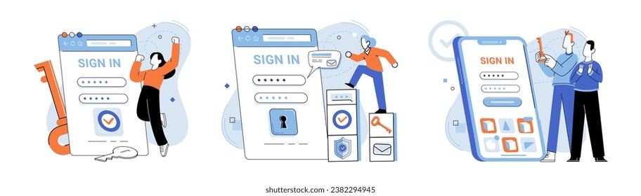 Login password vector illustration. To sign up, users need to create account with unique username and password The login password concept underscores significance protecting sensitive data Users