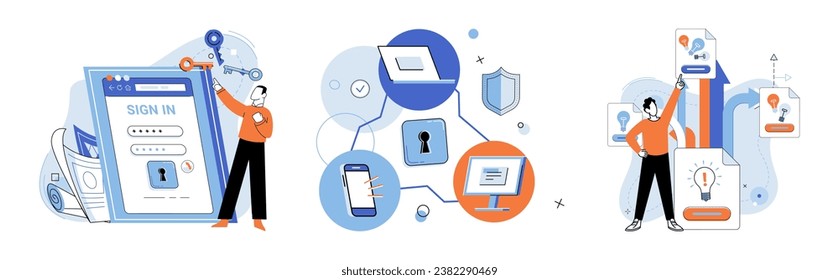 Login password vector illustration. Users should provide their name and contact information during registration process The text input fields on registration form allow users to enter their The text