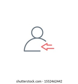 Login Profile with arrow in icon vector, line outline user account, authorized member. Editable stroke. Stock Vector illustration isolated on white background.