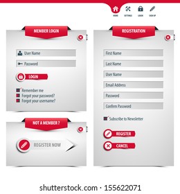 login and register form, eps10, contains transparencies for a high realistic effect svg