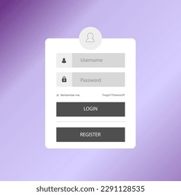 Login Register Form Page Web User Interface Purple Vector Design