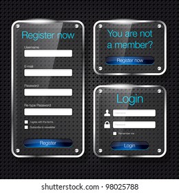 Login and register glass web forms - vector file