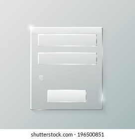 Login and register web glossy form empty. Modern glossy web card login form