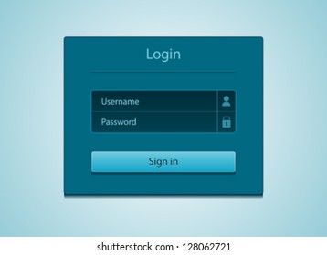 Login and registration web ui form window on dark blue background