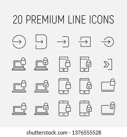 Login related vector icon set. Well-crafted sign in thin line style with editable stroke. Vector symbols isolated on a white background. Simple pictograms