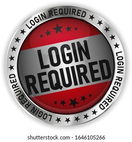 Login required Sign button Silver medal badge on a white background