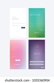 Login screen Application UI UX Gradient Background. Vector illustration