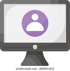 Login Screen Concept, Channel or Profile Photo Avatar Vector Color Icon Design, Video blogger Symbol, photographer or videography equipment Sign, Filmography and Cinematography Stock illustration