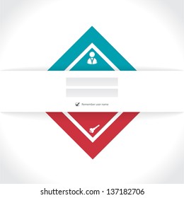 Login screen design with white background and color elements