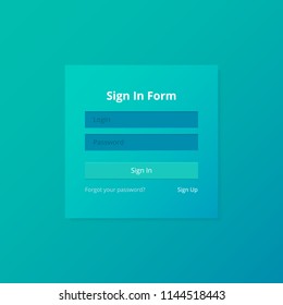 Login screen and Sign In form template for mobile app or website design