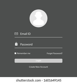Login screen and Sign In form template for mobile app or website design. UI, UX, user interface kit, smartphone application design. Flat and minimal style